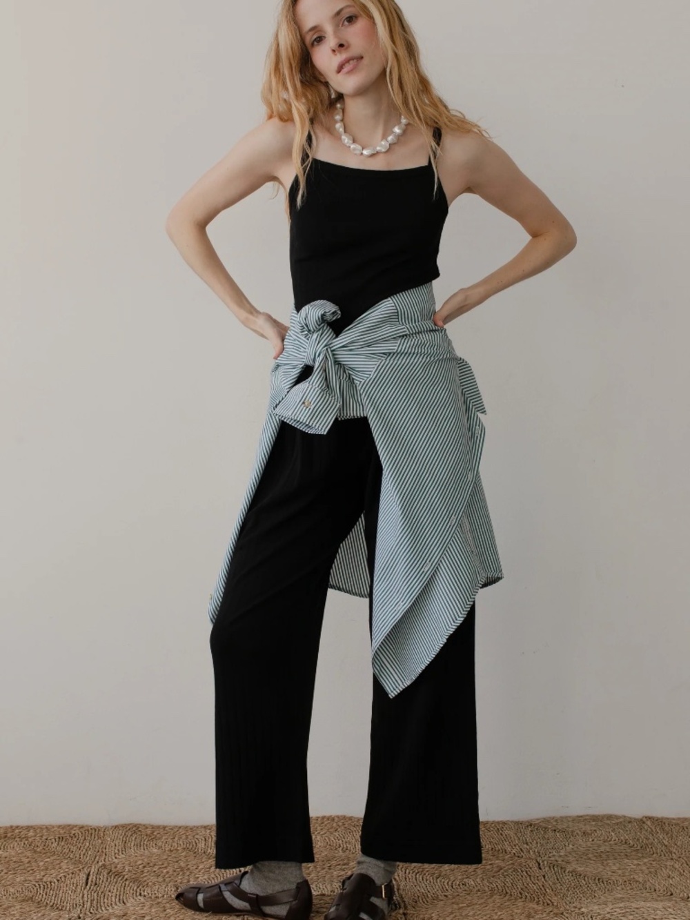 NWT Donni Pointelle Simple Crop Pant Jet S